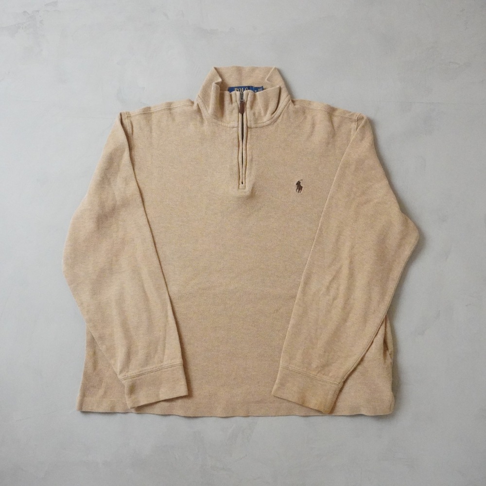 Polo Ralph Lauren Quarter Zip Pullover Medium Mens Tan Sweater